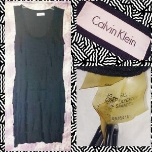 Calvin Klein brand Black Soft Knit Tiered Sheath Dress Sz Small(4/6)